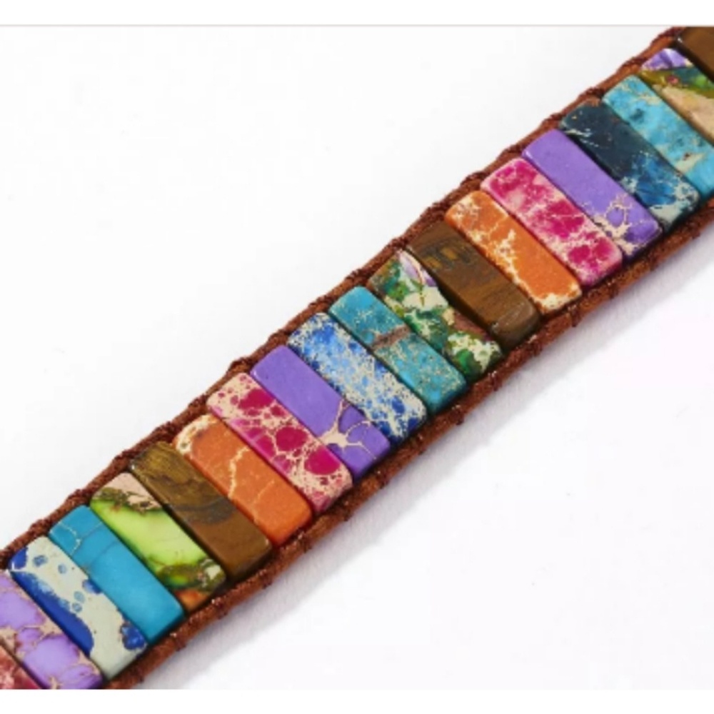 7 Chakra Bracelet Handmade Natural Stone Healing - Picture 3 of 5